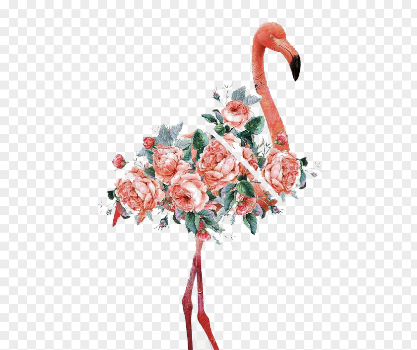 Watercolor Flamingo Women And Birds Art Canvas Print Printmaking PNG