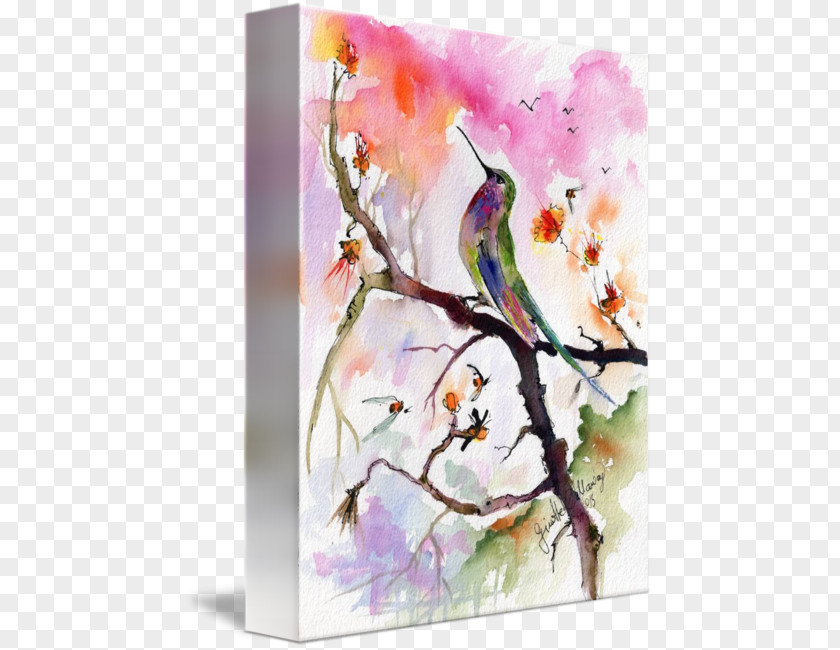 Watercolor Sky Painting Floral Design Art PNG