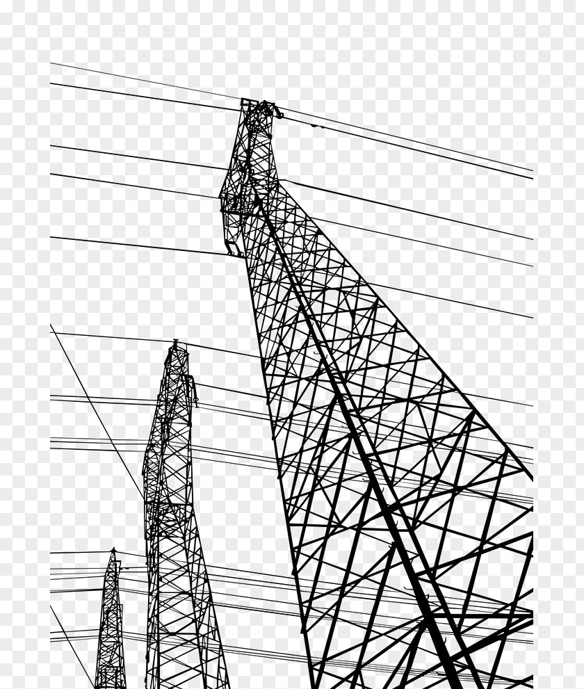 Hand Painted High Voltage Lines Electricity Electric Power Transmission PNG