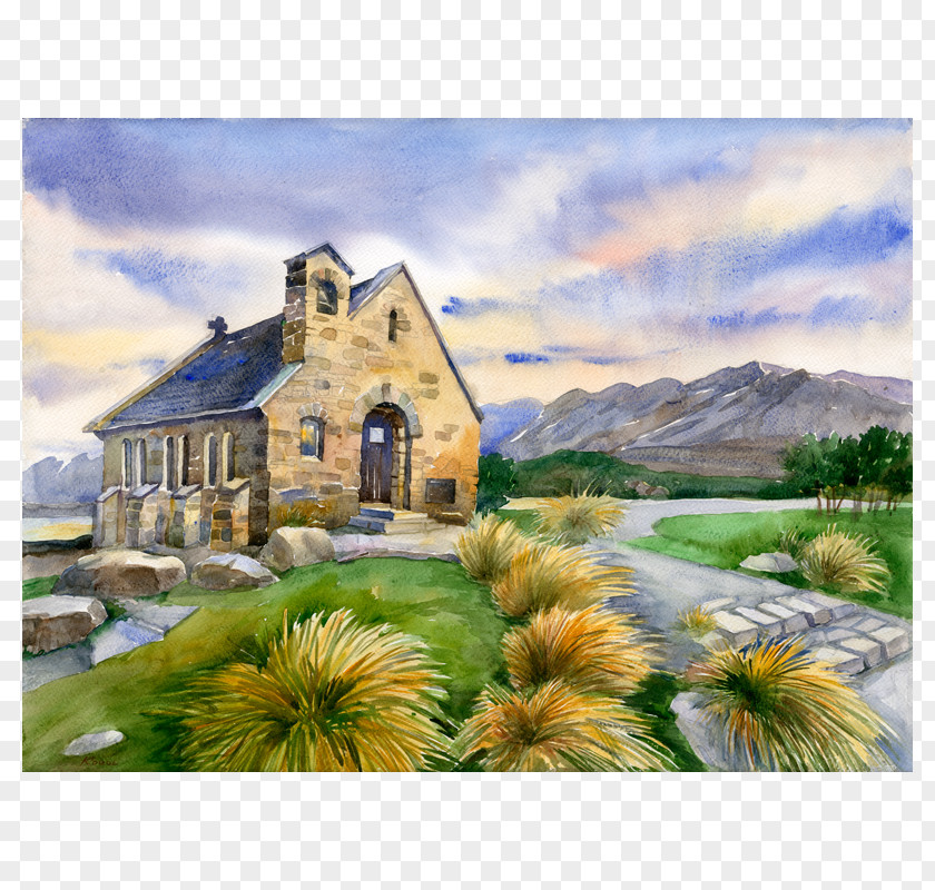 Painting Watercolor Ludmila Korol Church Of The Good Shepherd Paper PNG