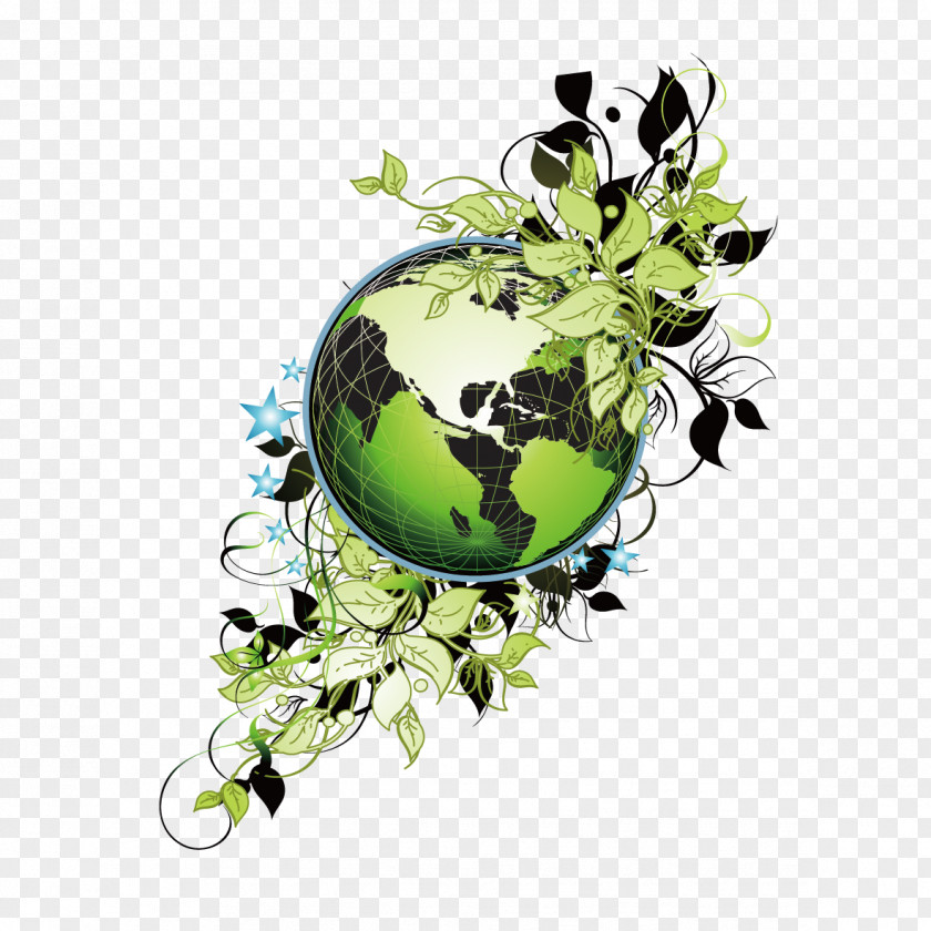 Vector Earth And Leaf T-shirt PNG