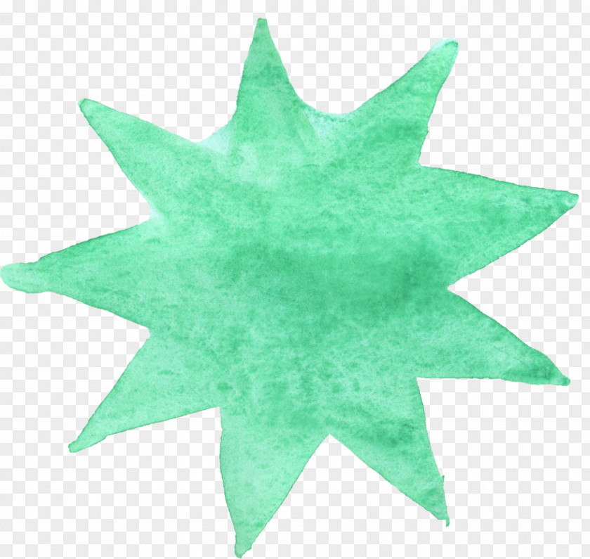 Watercolor Star Painting Leaf Green PNG