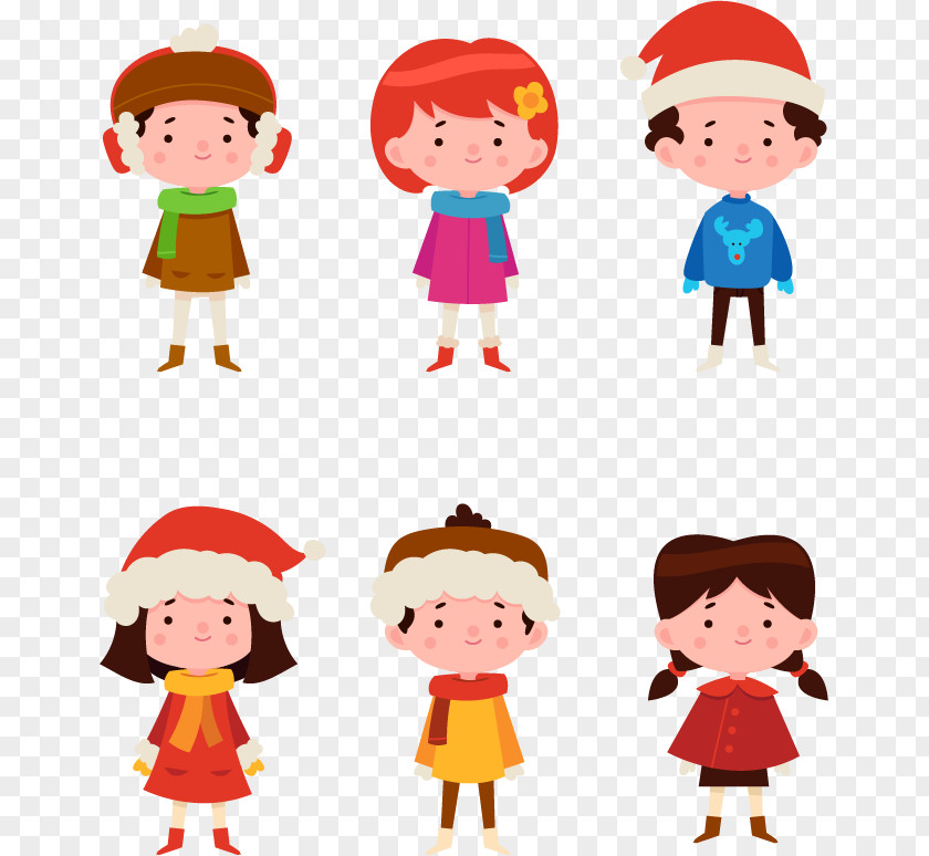 6 Cute Winter Children Child Clip Art PNG