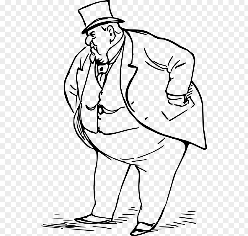 Fat Man Coloring Book Line Art Clip PNG