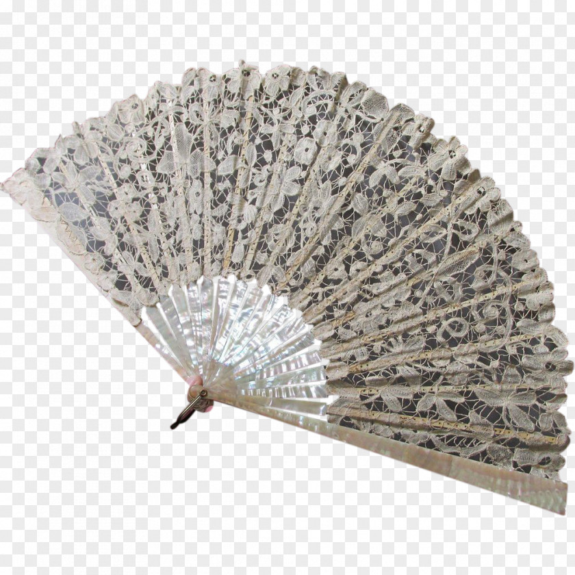 Hand-painted Vintage Lace Hand Fan PNG