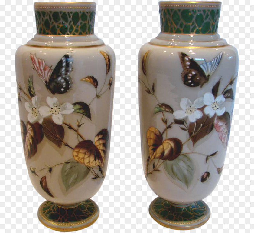 Hand-painted Butterfly Vase Artifact PNG