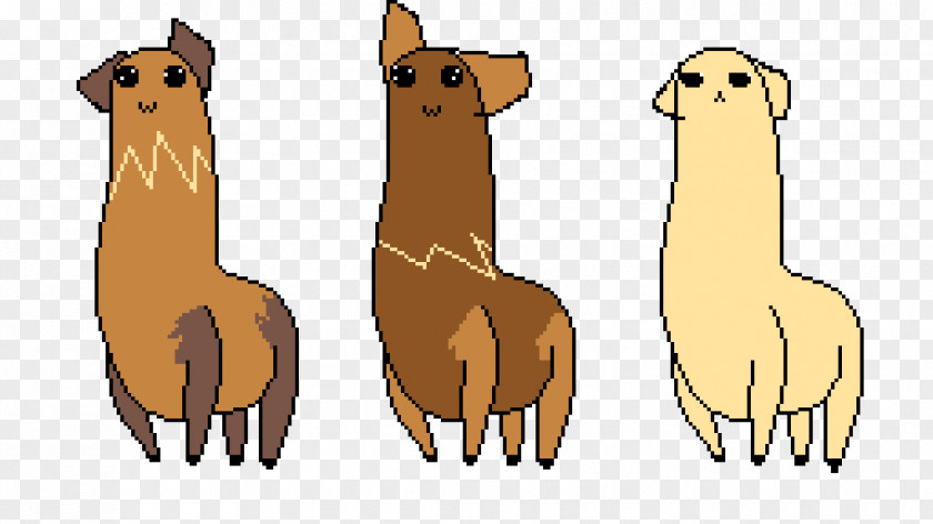 Cute Llama Alpaca Dog Breed Pixel Art PNG