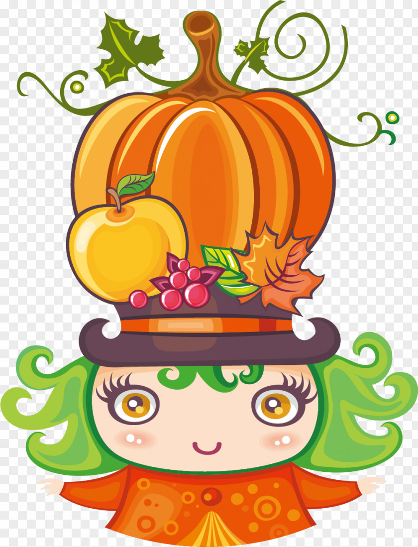 Hand Painted Witch Decorations Thanksgiving Autumn Halloween Clip Art PNG