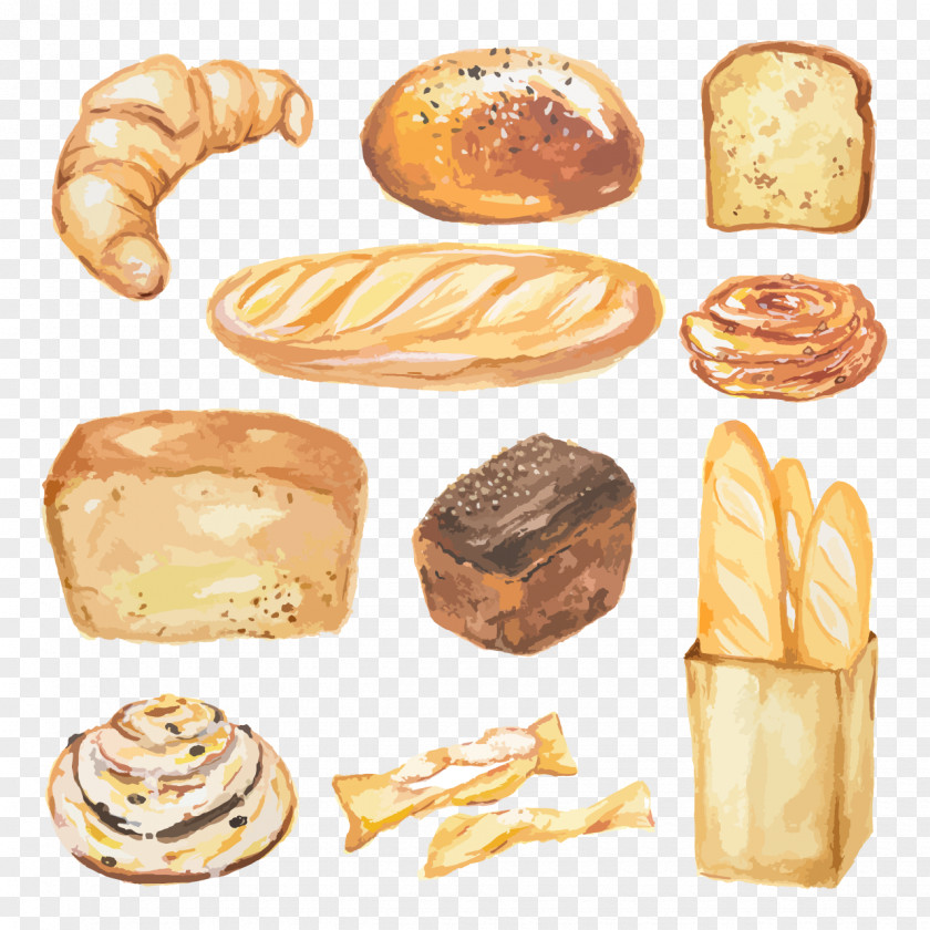 Aquarelle Graphic Bakery Vector Graphics Bread Baguette Loaf PNG