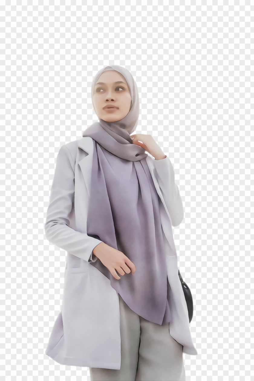 Coat Scarf Clothing White Purple Violet Lilac PNG