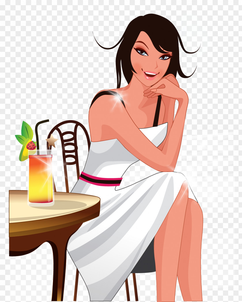 Beautiful Woman Vector Tea Illustration PNG