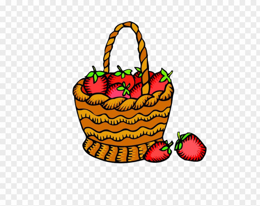 Cartoon Strawberry Basket Fruit Clip Art PNG