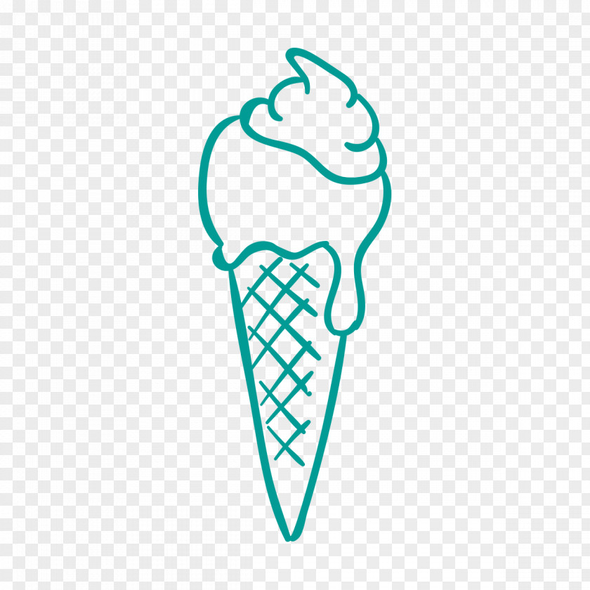 Hand Painted Ice Cream Cone Dessert PNG
