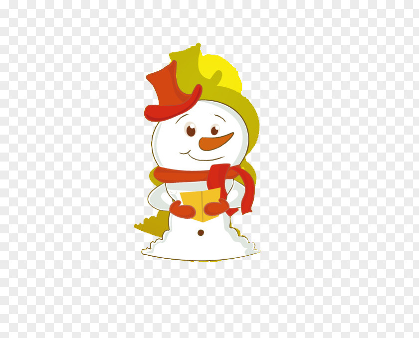 Cute Cartoon Snowman Santa Claus Christmas New Year Happiness Greeting Card PNG