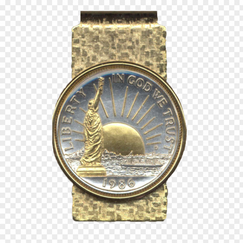 Golden Statue Coin Kennedy Half Dollar Silver Money Clip PNG