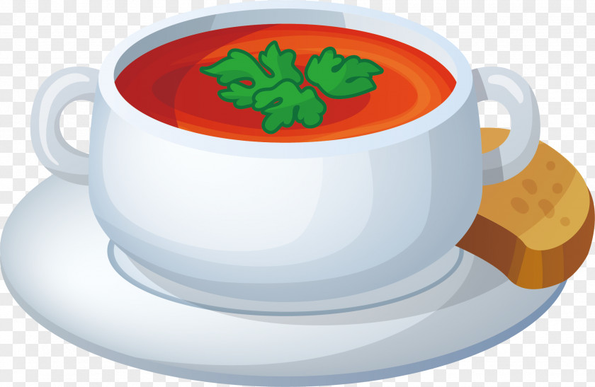 Vector Bread Borscht Soup Bowl Illustration PNG