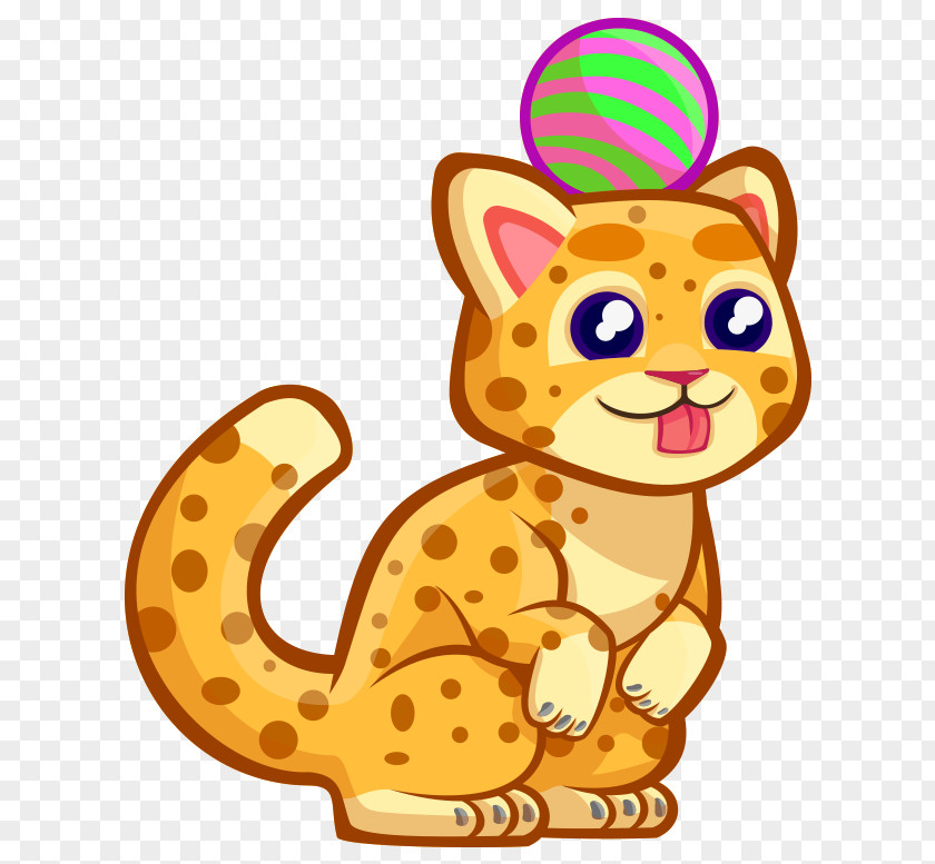 Cute Cartoon Painted Leopard Play Ball Whiskers PNG