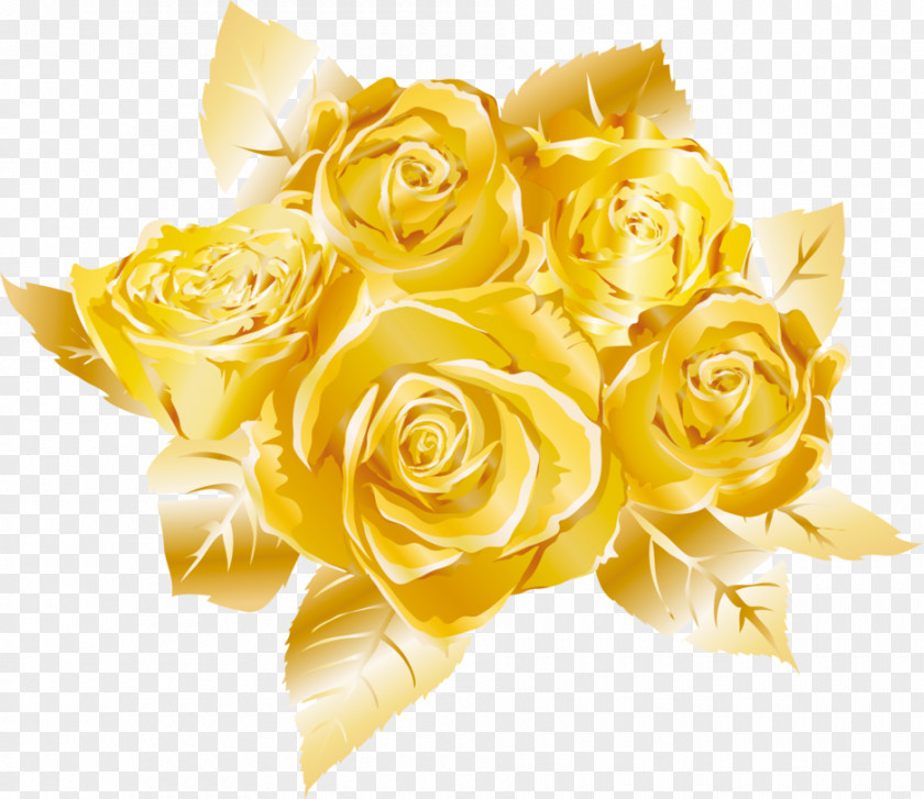 Hand-painted Golden Rose Garden Roses Gold PNG