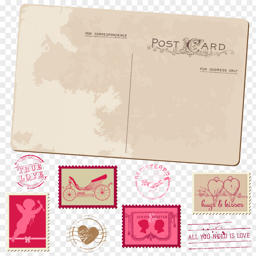Wedding Greeting Postcards Invitation Postcard Postage Stamp Card PNG