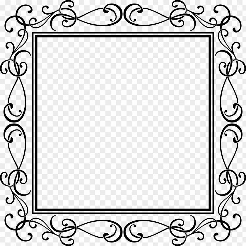 Flower Picture Frames White Line Art Pattern PNG