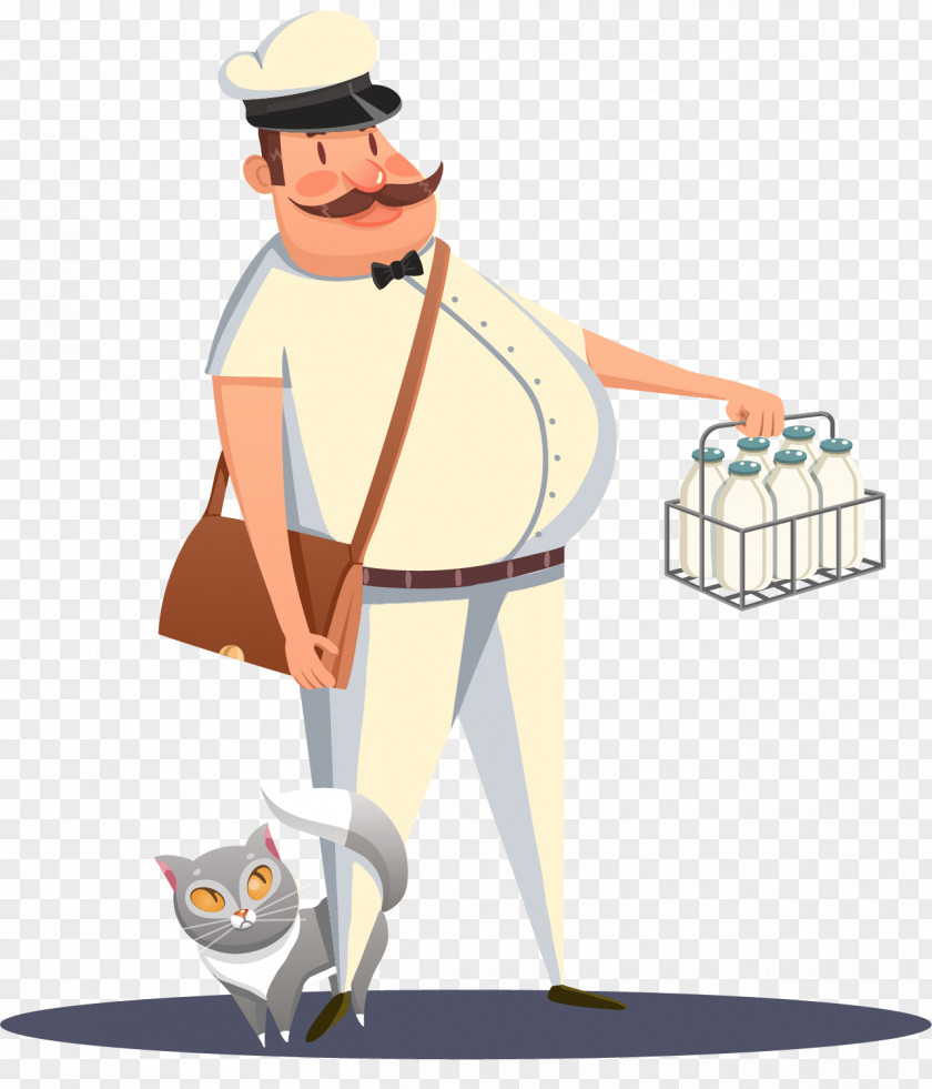 Milk Early In The Morning Cat Cartoon Illustration PNG