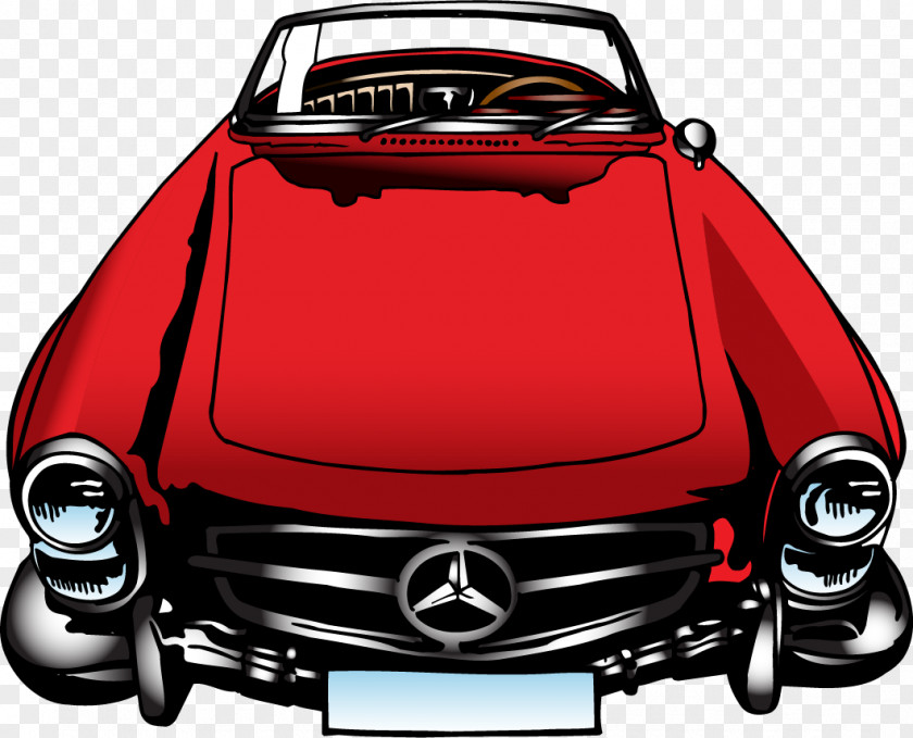 Vector Painted Red Car Mercedes-Benz 190 SL Sports Jubileum PNG