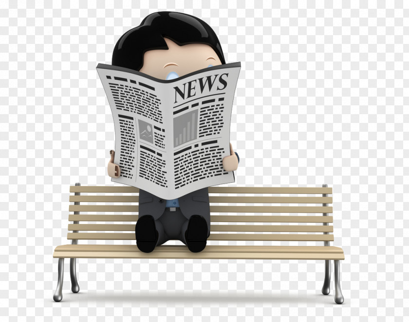 Man Sitting Reading A Newspaper January Illustration PNG