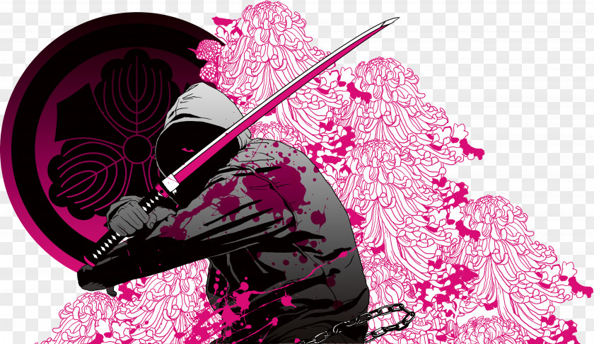 Japanese Samurai Color Bushido Graphic Design Illustration PNG