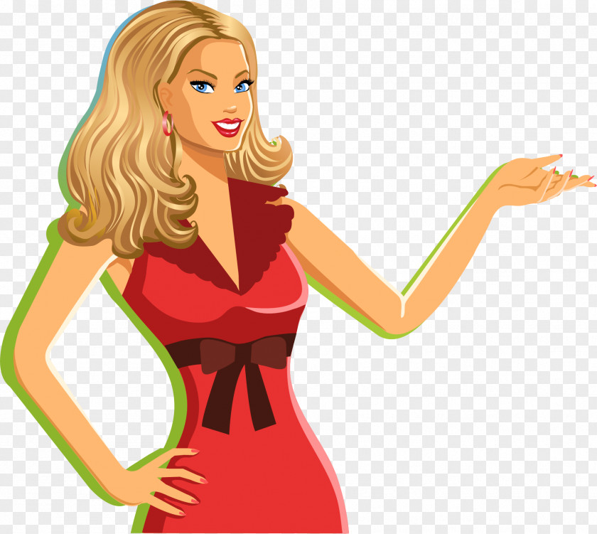 Vector Hand-painted Women's Fashion Woman Adobe Illustrator PNG