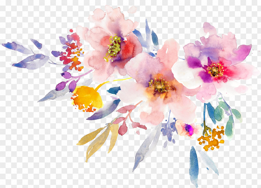 Gouache Painting Flowers Creative Flower Floral Design PNG