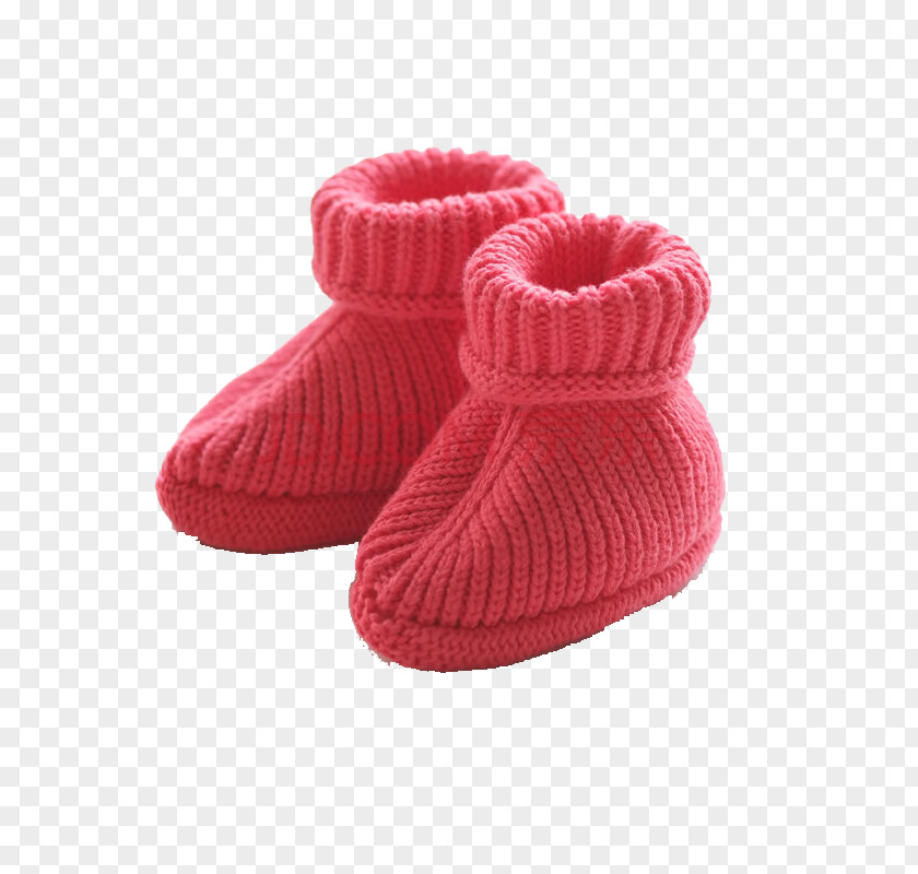 Red Wool Baby Shoes Slipper Shoe Knitting Crochet Child PNG