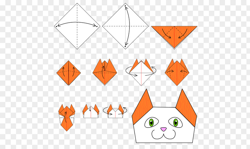 Cat Origami Paper Craft Pattern PNG