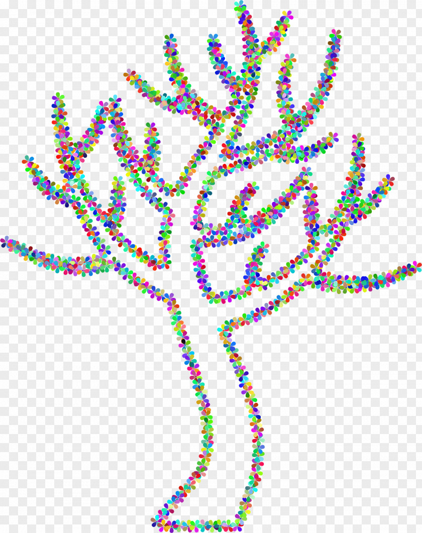 Color Decorative Tree Floral Design Clip Art PNG