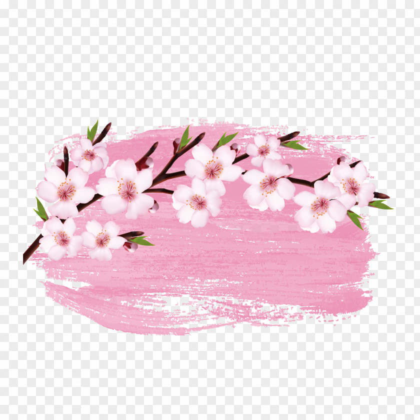 Vector Watercolor Japanese Cherry Blossoms Blossom Branch PNG