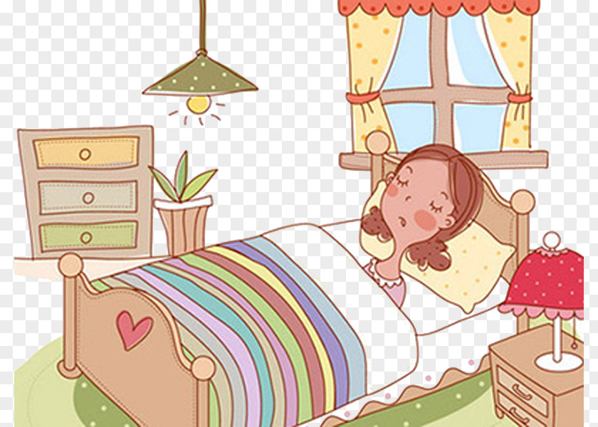 Mother Is Sick And Lying In Bed Cartoon Postpartum Confinement Sleep Illustration PNG