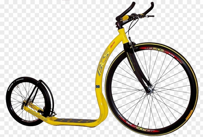 Yellow Bicycle Wheel Size Kick Scooter Car PNG