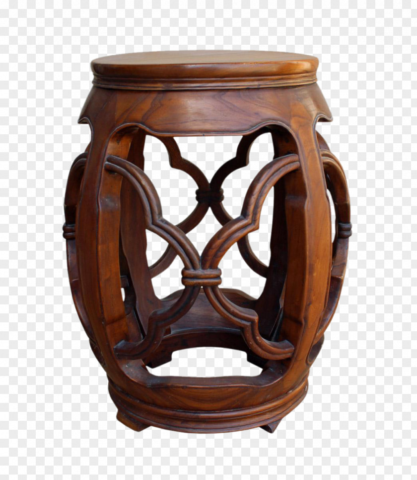 Chinese Drum Stool China Table Wood PNG