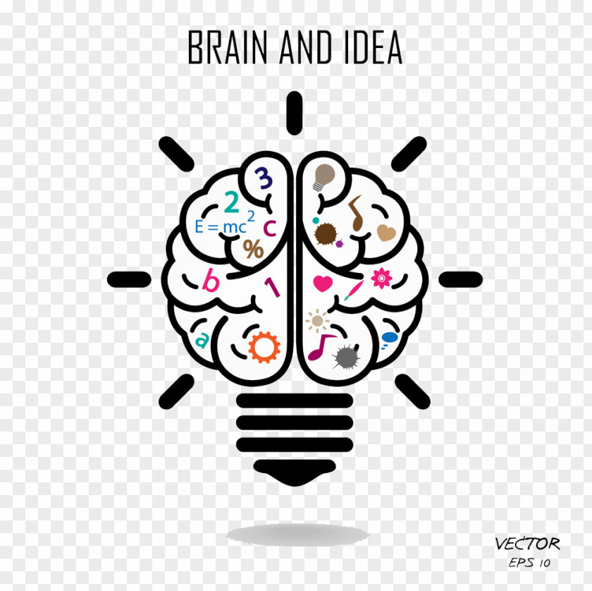 Lamp Glowing Brain Idea Symbol Clip Art PNG