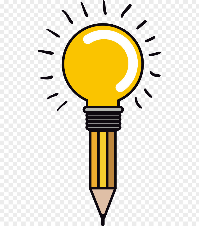 Vector Bulb And Pencil Incandescent Light Clip Art PNG