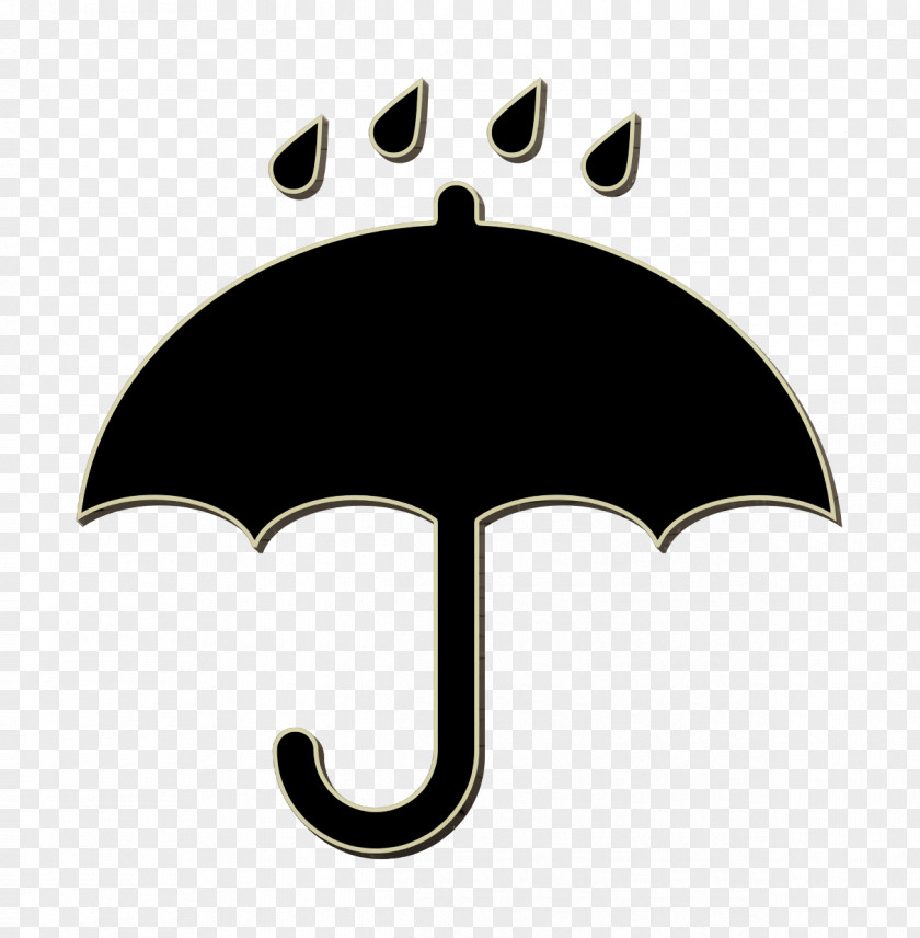 Icon Black Opened Umbrella Symbol With Rain Drops Falling On It Logistics Delivery PNG