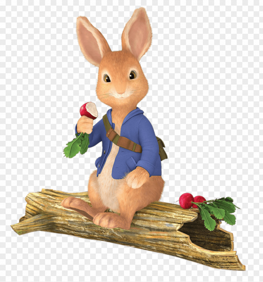 Peter Rabbit Sitting On Tree Trunk PNG on Trunk, rabbit sitting log holding carrot illustration clipart PNG
