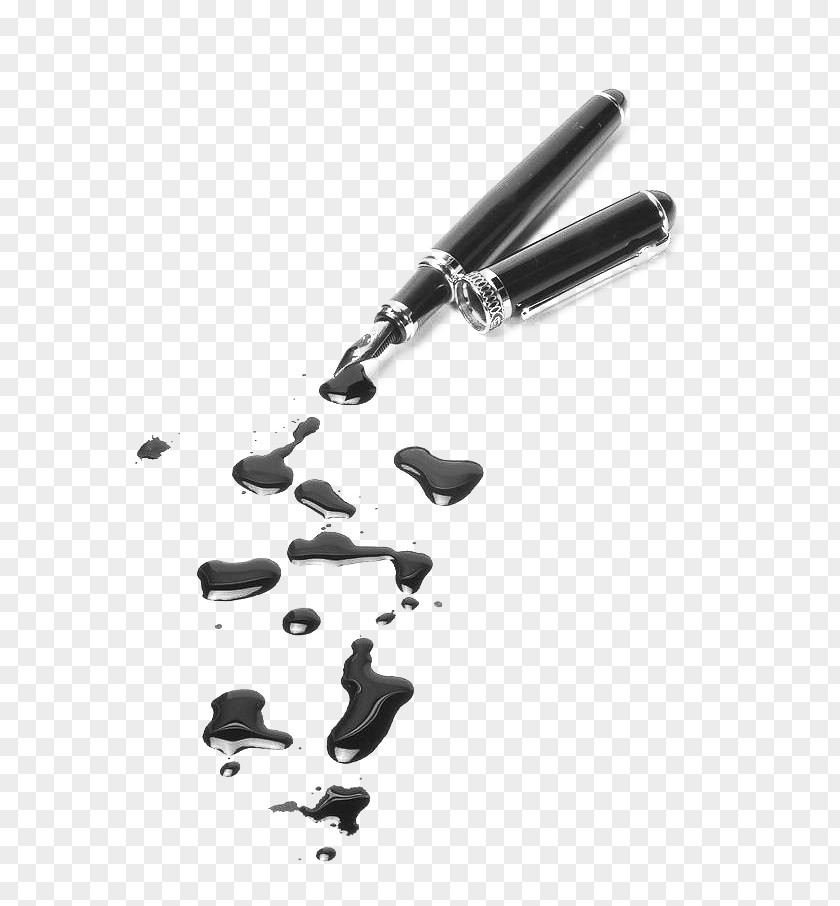 Spilled Ink Pen Fountain Template PNG