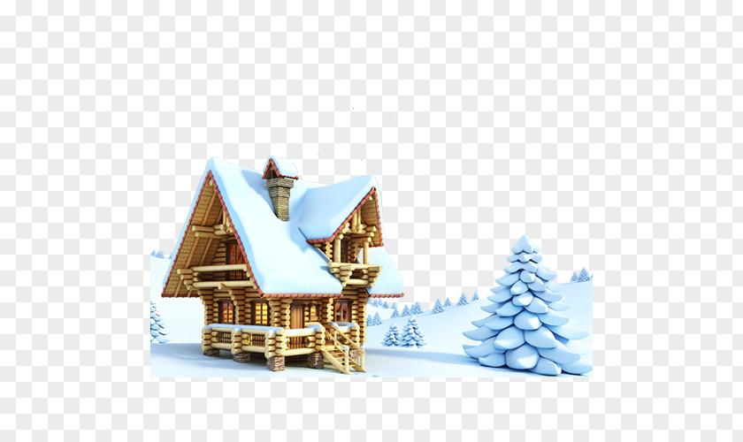 Winter Scenery Gingerbread House Santa Claus Christmas New Year's Day PNG