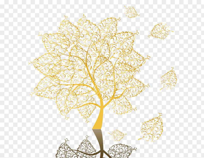 Golden Tree Euclidean Vector PNG