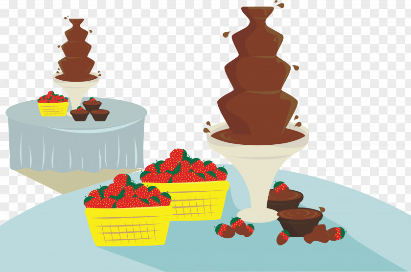 Fountain Chocolate Sweet Torte Cake Illustration PNG