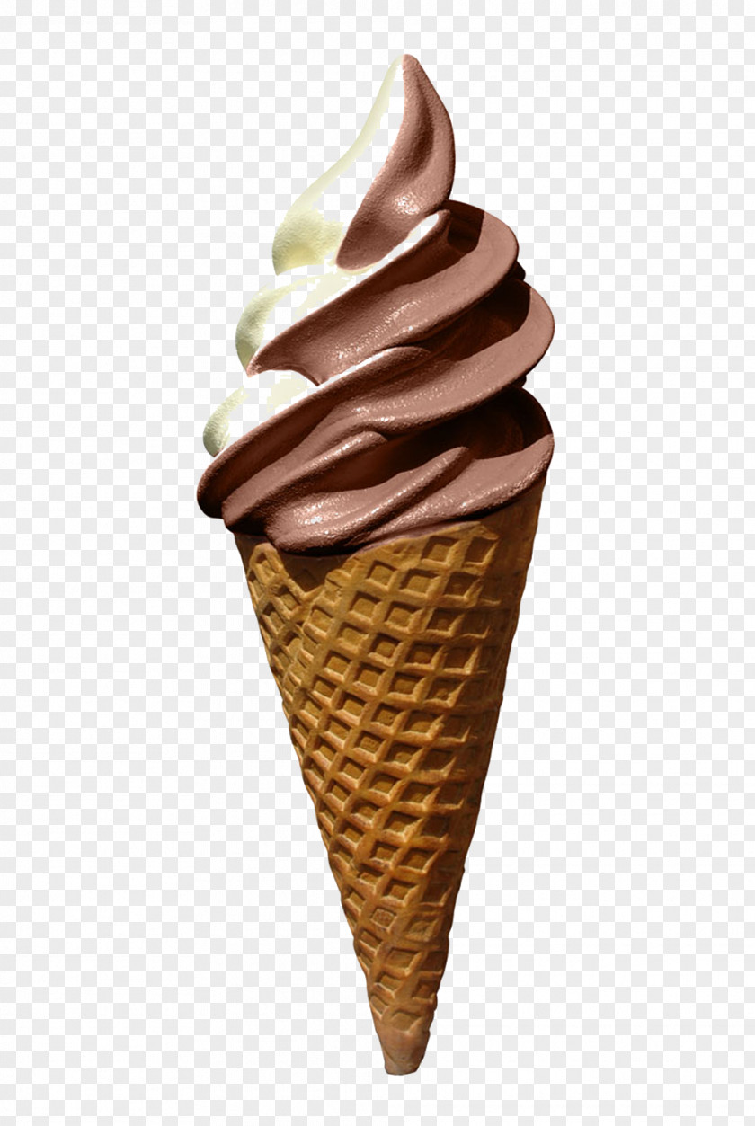 Dual Flavor Ice Cream Picture Material Cone Chocolate Soft Serve PNG