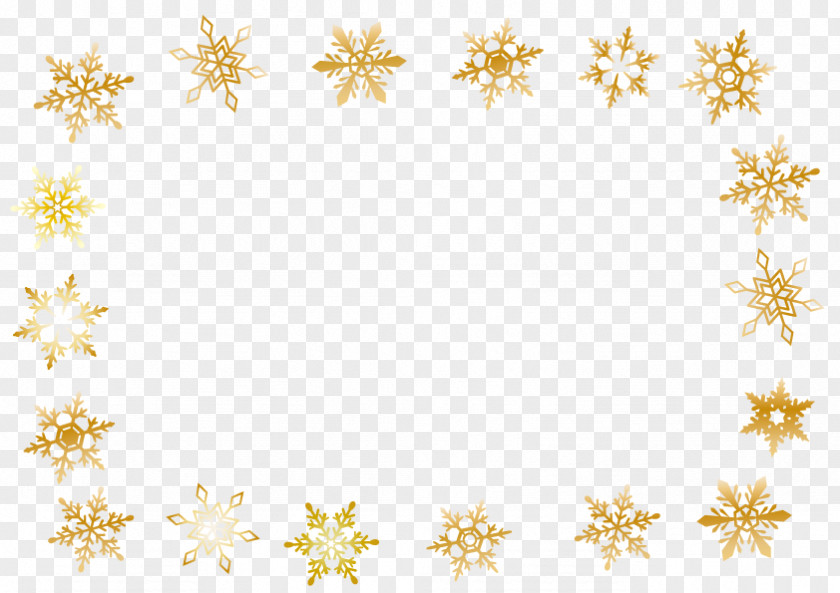 Winter Gold Snowflake Frame. PNG