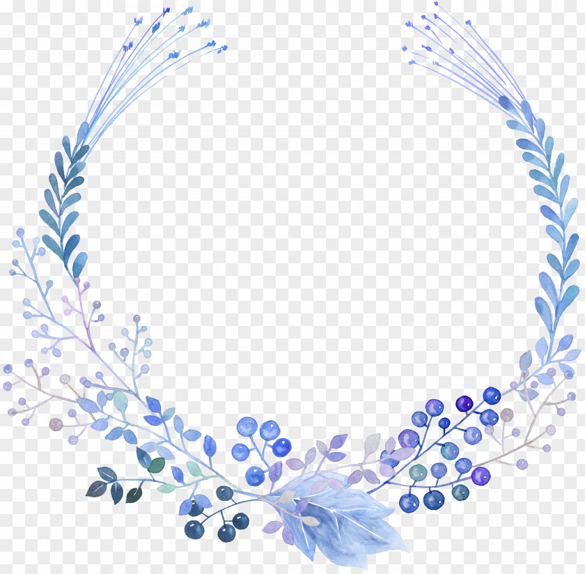 Blue Watercolor Painted Garlands PNG watercolor painted garlands clipart PNG