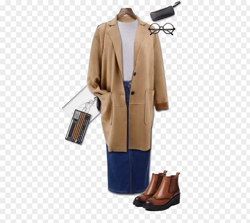 Woolen Jacket And Jeans Suit Clothing Outerwear Coat PNG