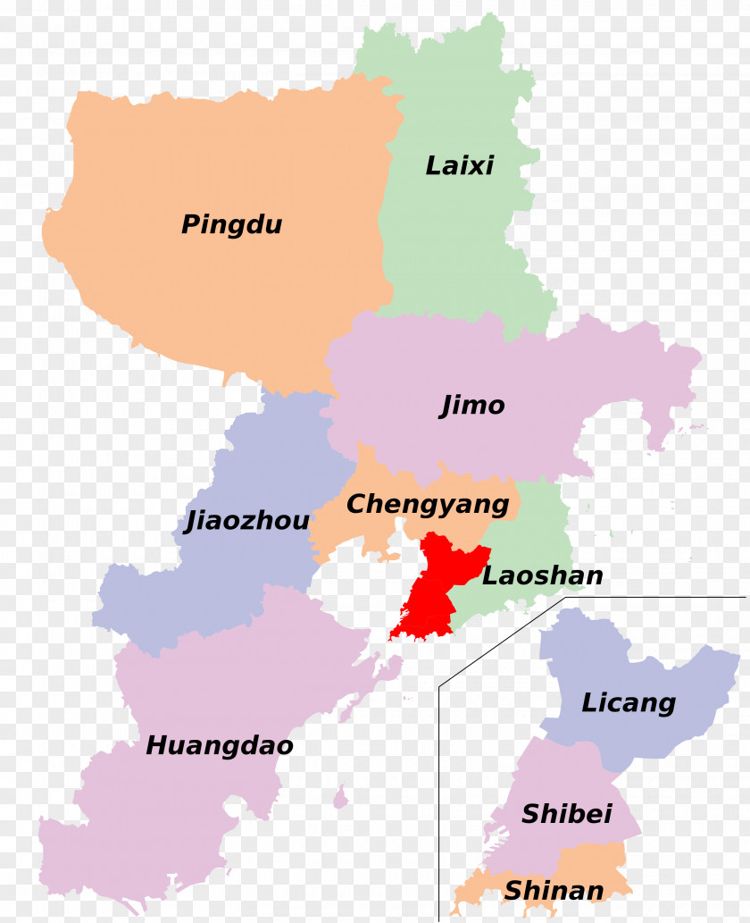 Map Shinan District Jimo Jiaozhou City Bay PNG